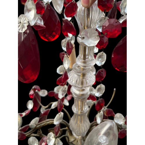 438 - A BARCCA STYLE RED AND CLEAR GLASS CHANDALIER