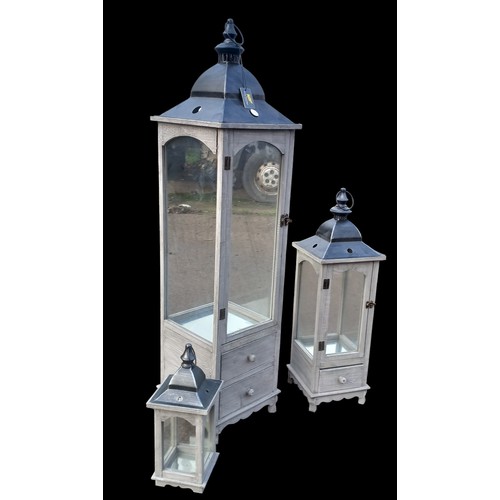 440 - 3 NEW GRADUATED FLOOR CANDLE LANTERNS