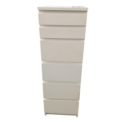 27 - NARROW WHITE 6 DRAWER CHEST