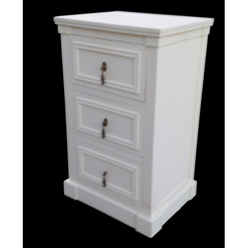 54 - WHITE 3 DRAWER BEDSIDE