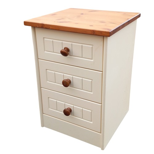 144 - PAIR OF PINE WHITE 3 DRAWERED BEDSIDES