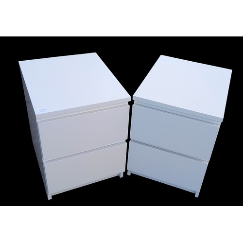 147 - PAIR OF 2 DRAWER WHITE BEDSIDES