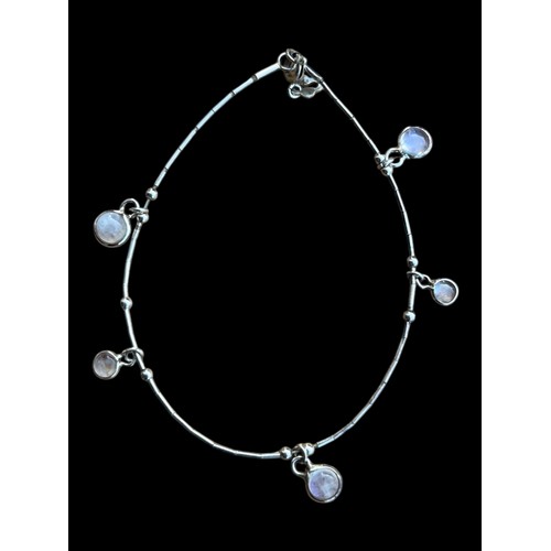 155 - SILVER BANGLE WITH MOONSTONES