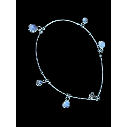 155 - SILVER BANGLE WITH MOONSTONES