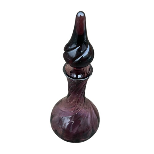 160 - A PURPLE GLASS PERFUME BOTTLE