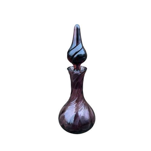 160 - A PURPLE GLASS PERFUME BOTTLE