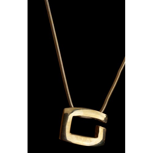 230 - A SILVER DESIGNER PENDANT ON SILVER SNAKE CHAIN BY GOLDSMITHS