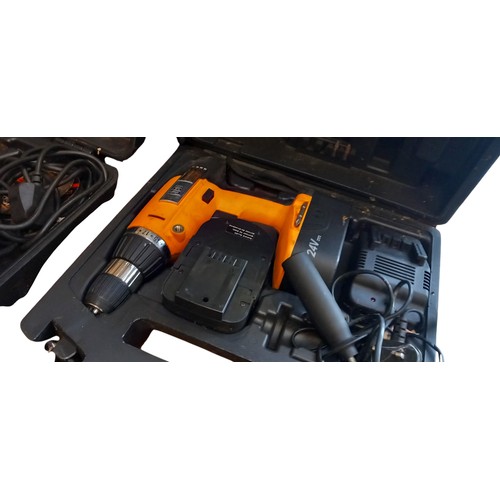 122 - A CASED JCB 24volt DRILL AND CHARGER