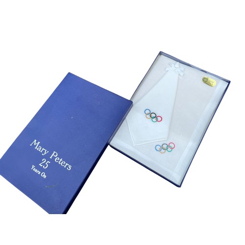 274 - A COMMERATIVE MARY PETERS OLYMPIC CASED LINEN SET