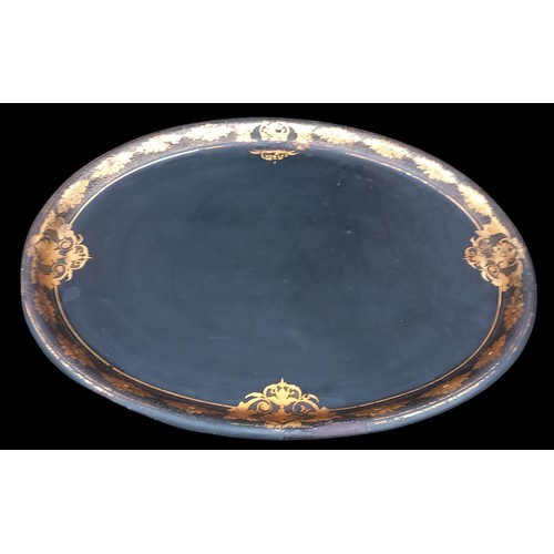 291 - AN OVERSIZED GILT & LAQUERED TRAY (SOME AGE TO IT)