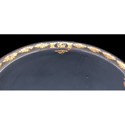 291 - AN OVERSIZED GILT & LAQUERED TRAY (SOME AGE TO IT)