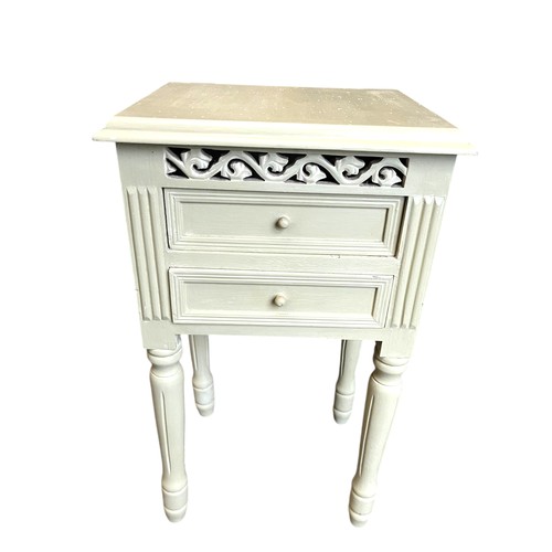 322 - CREAM 2 DRAWER SIDE TABLE