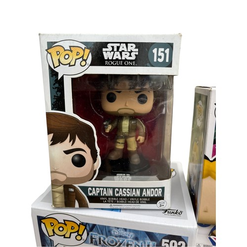 351 - A COLLECTION OF BOXED COLLECTABLE POP FIGURINES IN INCLUDE STAR WARS, RACKET & CLANK, FROZEN II ETC