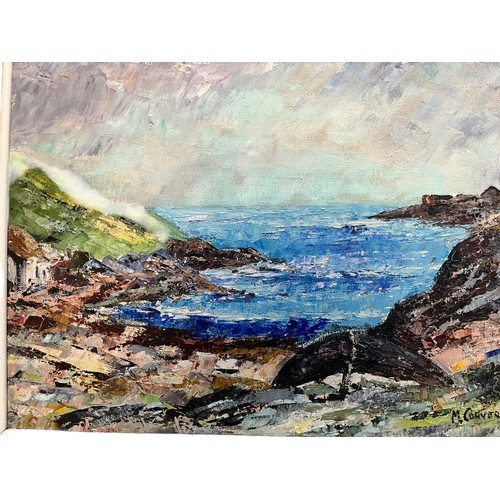 371 - HEAVY OIL ON CANVAS ANTRIM COAST BY M.CONVERY