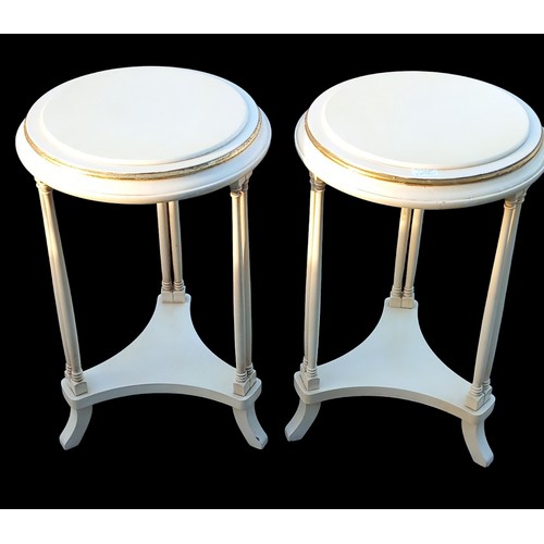 379 - PAIR OF WHITE PLANTSTANDS