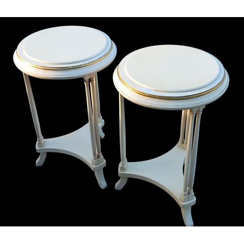 379 - PAIR OF WHITE PLANTSTANDS