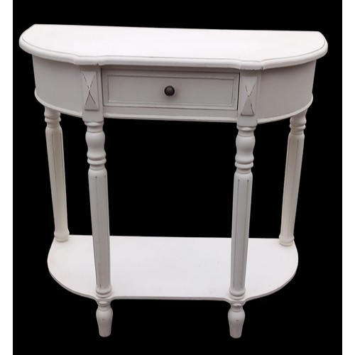 380 - WHITE SINGLE DRAWER HALL TABLE