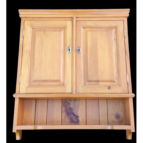 393 - SOLID PINE LOCKABLE HANGING CABINET