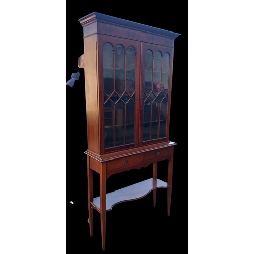 400 - ANTIQUE INLAID CABINET ON STAND