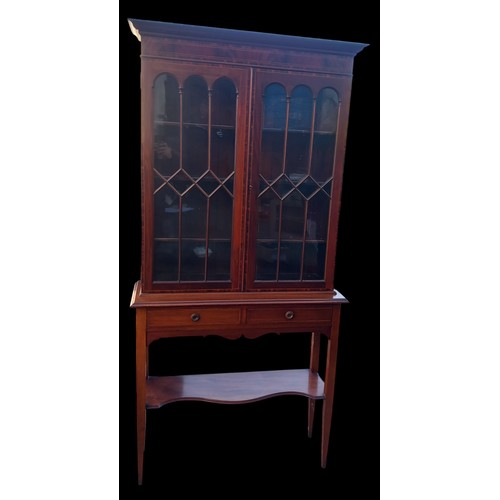 400 - ANTIQUE INLAID CABINET ON STAND