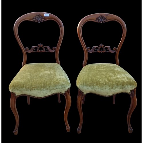 405 - PAIR OF ANTIQUE MAHOGANY BALLOON BACK CHAIRS