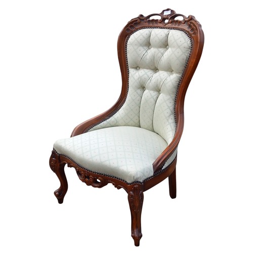 411 - CARVED MAHOGANY CHAIR