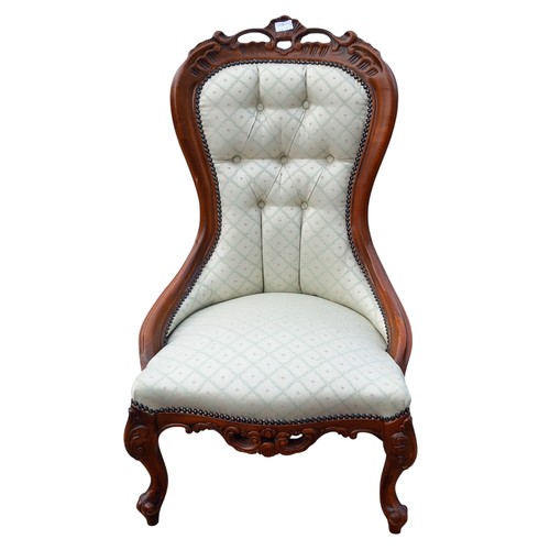 411 - CARVED MAHOGANY CHAIR