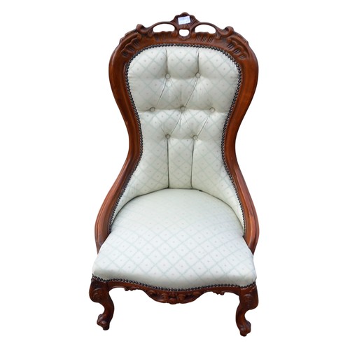 411 - CARVED MAHOGANY CHAIR