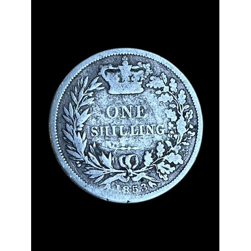 595 - AN 1853 SILVER SHILLING