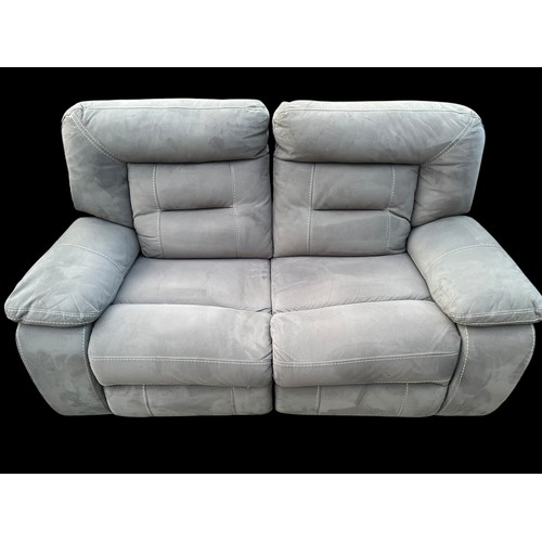 407 - AS NEW 3, 2, 1 GREY FINISHED SUITE WITH AN ELECTRIC RECLINING ARMCHAIR