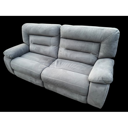 407 - AS NEW 3, 2, 1 GREY FINISHED SUITE WITH AN ELECTRIC RECLINING ARMCHAIR