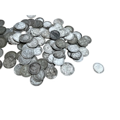 606 - A LARGE COLLECTION OF MIXED DATED SILVER COINS FROM LATE 1800'S-1920'S