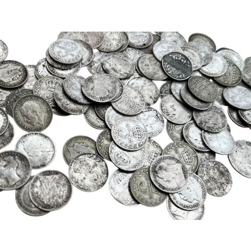 606 - A LARGE COLLECTION OF MIXED DATED SILVER COINS FROM LATE 1800'S-1920'S