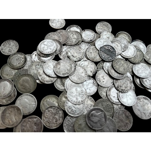 606 - A LARGE COLLECTION OF MIXED DATED SILVER COINS FROM LATE 1800'S-1920'S