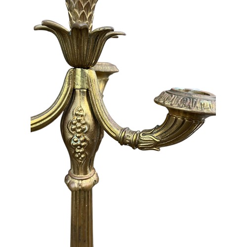 425A - AN ORNATE CLAW FOOTED BRASS CANDLELABRA