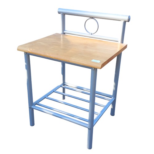 20A - BEECH/METAL SIDE TABLE