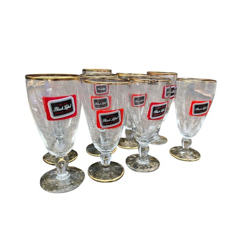 624 - 8 BLACK LABEL LAGER GLASSES