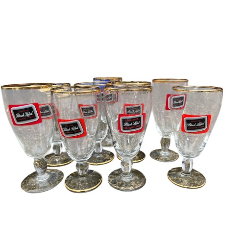 624 - 8 BLACK LABEL LAGER GLASSES