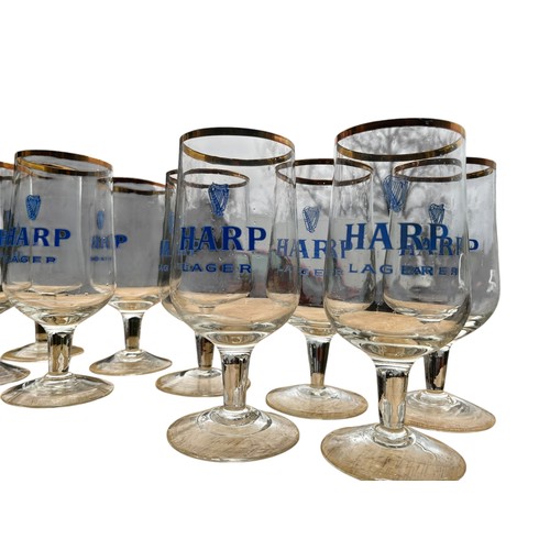 627 - 9 VINTAGE HARP LAGER GLASSES