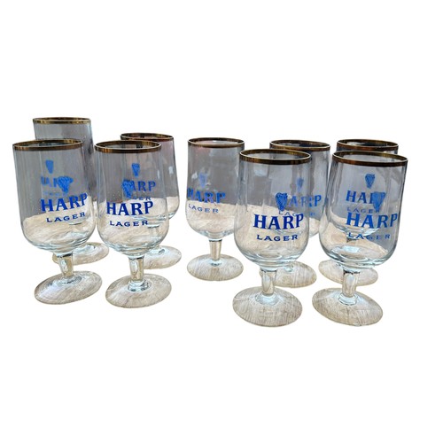 627 - 9 VINTAGE HARP LAGER GLASSES