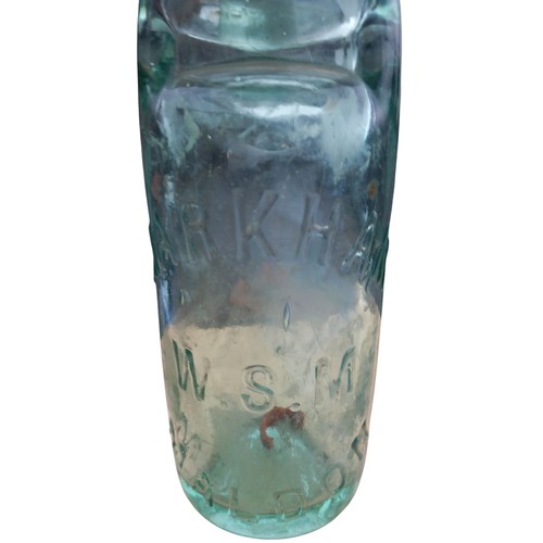 12 - A  MARKHAM GLASS BOTTLE WITH MARBLE