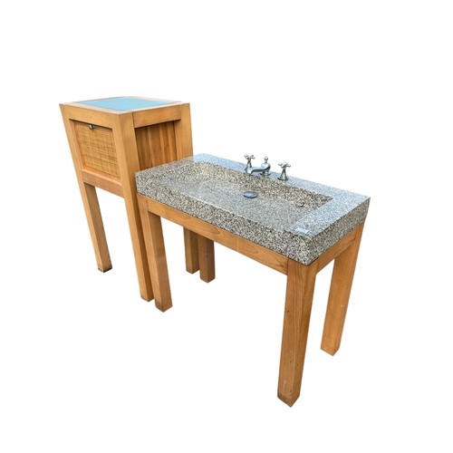 25 - A MARBLE SINK ON BASE AND 1 OTHER UNIT