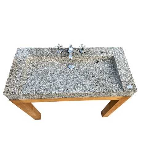 25 - A MARBLE SINK ON BASE AND 1 OTHER UNIT