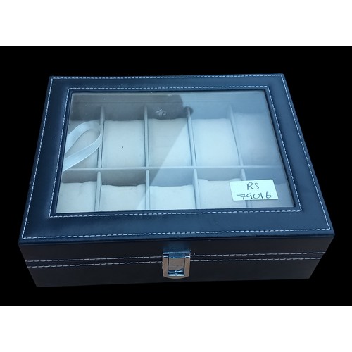 46 - A WATCH BOX WITH 10 FITTINGS