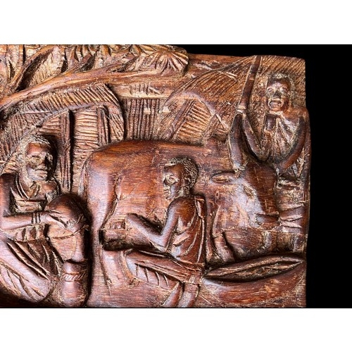 79 - A WOODEN FIELDS OF LIFE CARVING 20x13