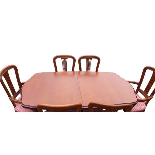 91 - A GOOD QUALITY MAHOGANY TABLE AND 6 CHAIRS