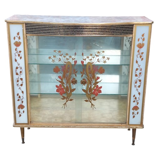 117 - VINTAGE SLIDING DOOR MARBLE EFFECT CHINA CABINET