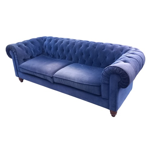 120 - A BLUE VELVET BUTTON BACK 2 SEATER