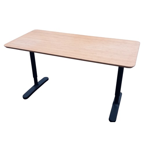 128 - 2 GOOD QUALITY BEECH DESK/TABLES