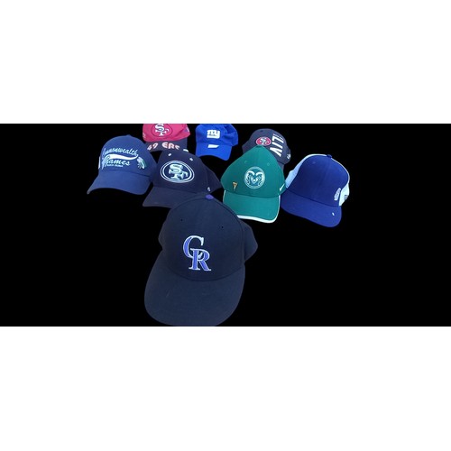 135 - 8 OFFICAL AMERICAN SPORTS BASEBALL CAPS TO INCLUDE AMERICAN FOOTBALL, SUPER BOWLS & BASEBALL